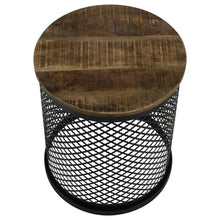 Load image into Gallery viewer, Aurora - Round Drum Base Accent Side Table - Natural And Black