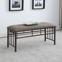 Load image into Gallery viewer, Livingston - Microfiber Upholstered Bench - Brown And Bronze