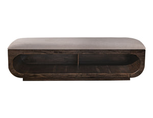 Black Balam - Wooden Bench With Fabric Cushioned Seat - Oil Black