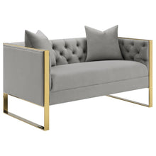 Load image into Gallery viewer, Eastbrook - Velvet Upholstered Tufted Loveseat - Gray