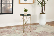 Load image into Gallery viewer, Eliska - Round Green Marble Top Accent Side Table - Antique Gold