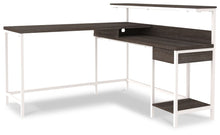 Load image into Gallery viewer, Dorrinson - White / Black / Gray - L-Desk with Storage