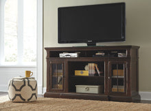 Load image into Gallery viewer, Roddinton - Dark Brown - 2 Pc. - 74&quot; TV Stand with Electric Infrared Fireplace Insert
