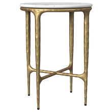 Load image into Gallery viewer, Baldwin - Round Marble Top Side Table - White And Gold