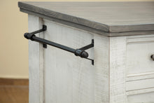 Load image into Gallery viewer, Stone - Kitchen Island With 2 Drawer / 1 Glass Door - Antiqued Ivory / Weathered Gray
