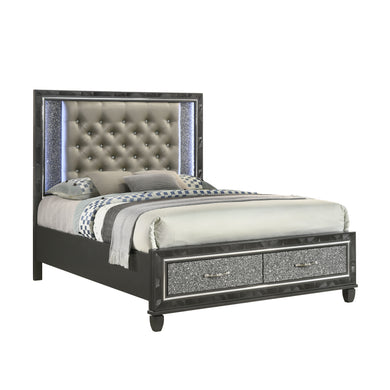 Radiance - 6/6 Eastern King Bed With Storage Only - Black Pearl