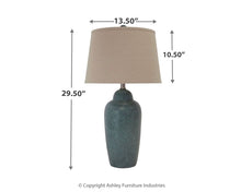 Load image into Gallery viewer, Saher - Green - Ceramic Table Lamp  - Earthy Ceramic