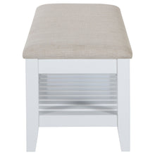 Load image into Gallery viewer, Bexhill - Upholstered Rectangular Bench with Shelf - White