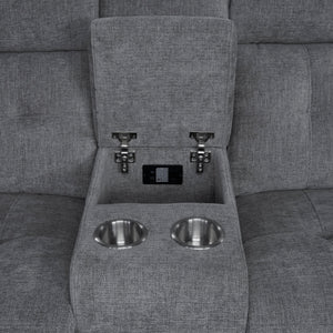 Richland - Power Console Loveseat - Bristol Gray