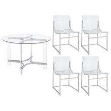 Load image into Gallery viewer, Keeling - 5 Piece Round Glass Top Acrylic Dining Set - Chrome