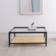 Load image into Gallery viewer, Amherst - Glass Top Metal with Cane Shelf Coffee Table - Black