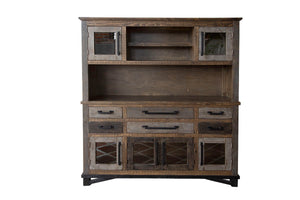 Loft Brown - Buffet And Hutch With 6 Drawers / 6 Doors - Two Tone Gray / Brown