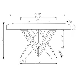 Taffeta - Glass Top Mirrored Acrylic Table