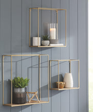 Load image into Gallery viewer, Efharis - Natural / Gold Finish - Wall Shelf Set (Set of 3)