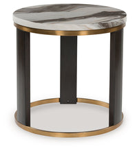 Load image into Gallery viewer, Jazmore - Brown / Brass Finish - Round End Table