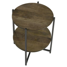 Load image into Gallery viewer, Axel - Round Accent Table With Open Shelf - Natural And Gunmetal