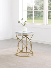 Load image into Gallery viewer, Elise - Round Mirror Top Stainless Steel End Table - Gold