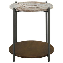 Load image into Gallery viewer, Noemie - Round Marble Top Accent Side Table - White And Gunmetal