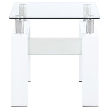 Load image into Gallery viewer, Dyer - 1-Shelf Square Glass Top Side End Table - White