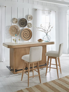 Escape - Dining Upholstered Swivel Barstool - Glazed Natural Oak Mirage Mist