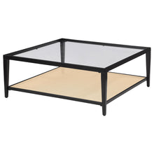 Load image into Gallery viewer, Amherst - Glass Top Metal with Cane Shelf Coffee Table - Black