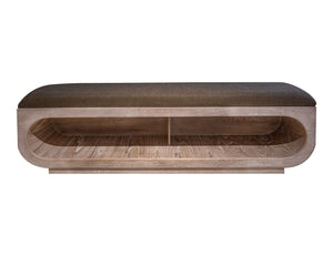 White Balam - Wooden Bench With Fabric Cushioned Seat - Ivory White