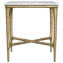 Load image into Gallery viewer, Baldwin - Rectangular Marble Top Side Table - White And Gold
