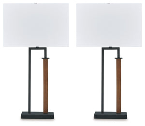 Voslen - Black / Brown - Metal Table Lamp (Set of 2)