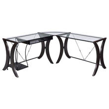 Load image into Gallery viewer, Monterey - Glass Top L-Shape Computer Desk - Cappuccino