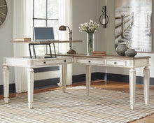 Load image into Gallery viewer, Realyn - White / Brown - L Shaped Desk with Lift Top