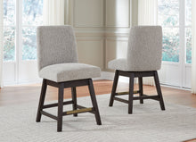 Load image into Gallery viewer, Burkhaus - Beige / Dark Brown - Upholstered Swivel Barstool (Set of 2)