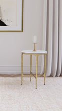Load image into Gallery viewer, Baldwin - Round Marble Top Side Table - White And Gold