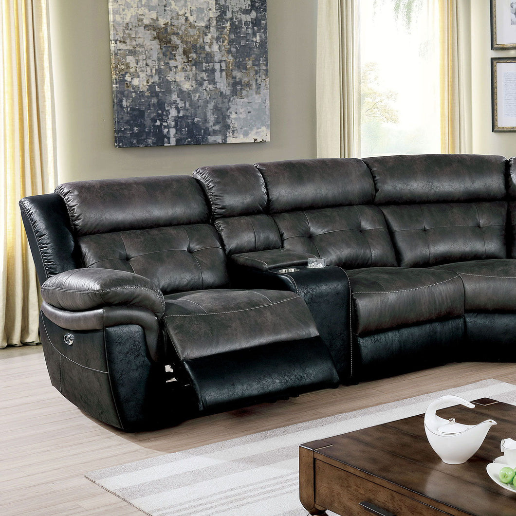 Brooklane - Power Sectional - Gray / Black