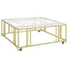 Load image into Gallery viewer, Adri - Square Glass Top Coffee Table With Casters