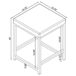 Afshan - Upholstered Square Padded Vanity Stool - Chrome