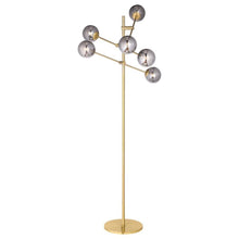 Load image into Gallery viewer, Exline - Molecular Smoked Orb Metal Floor Lamp - Gold