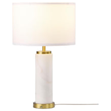 Load image into Gallery viewer, Lucius - Drum Shade Marble Body Table Lamp - White