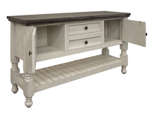 Load image into Gallery viewer, Stone - Sofa Table With 2 Drawer / 2 Doors / Shelf - Antiqued Ivory / Weathered Gray