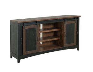 Pueblo Black - TV Stand / Console / Wall Unit - Black / Medium Brown