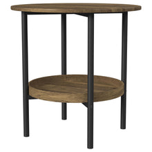 Load image into Gallery viewer, Delfin - Round Glass Top End Table With Shelf - Black / Brown