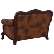 Load image into Gallery viewer, Victoria - Full Leather Upholstered Rolled Arm Loveseat - Brown