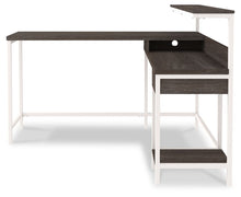 Load image into Gallery viewer, Dorrinson - White / Black / Gray - L-Desk with Storage