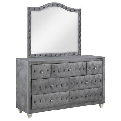 Deanna - 7-Drawer Upholstered Dresser With Mirror