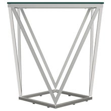 Load image into Gallery viewer, Brittania - Square Glass Top Geometric End Table - Nickel