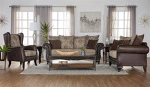 Load image into Gallery viewer, Elmbrook - Upholstered Rolled Arm Sofa Set With Intricate Wood