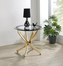 Load image into Gallery viewer, Brooke - Round Glass Top Side End Table Metal Base