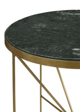 Load image into Gallery viewer, Eliska - Round Green Marble Top Accent Side Table - Antique Gold