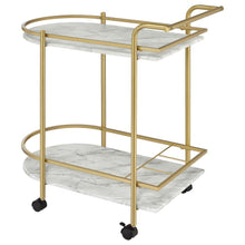 Load image into Gallery viewer, Desiree - 2-Tier Faux Marble Shelf Metal Bar Cart