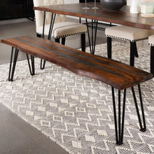 Load image into Gallery viewer, Neve - Live Edge Wood Dining Bench Hairpin Legs - Gray Sheesham