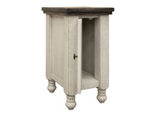 Load image into Gallery viewer, Stone - Chairside Table With 1 Door - Antiqued Ivory / Weathered Gray